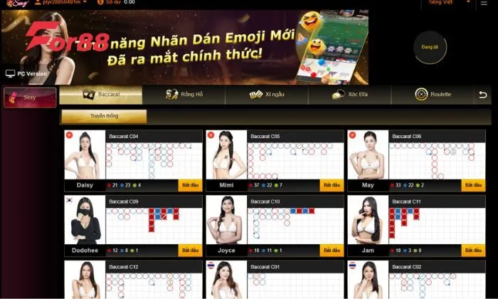 AE Sexy For88 Tỷ lệ trả thưởng tại Baccarat là 1 ăn 95