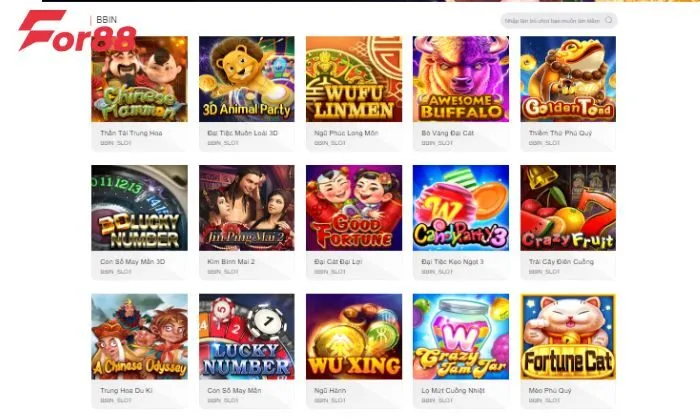 Bbin Nổ Hũ For88 cung cấp các trò chơi nổ hũ đa dạng và đầy đủ