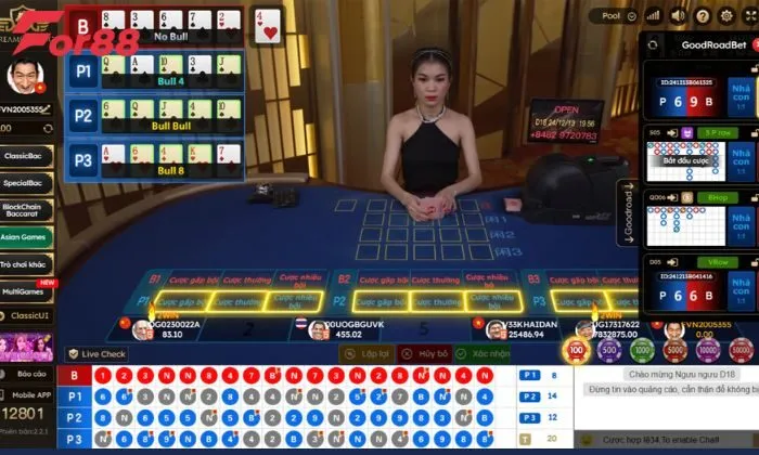 Sảnh live tại DG Casino For88 được thiết kế tỉ mỉ