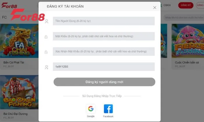 Đăng ký tham gia chơi game thuộc FC bắn cá For88