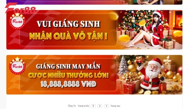 Khuyến mãi For88 kỷ niệm thành lập Khuyến mãi giáng sinh tưng bừng nhận thưởng tại For88