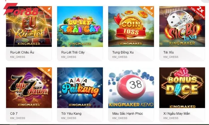 KingMaker game bài For88 đa dạng lựa chọn dành cho người chơi