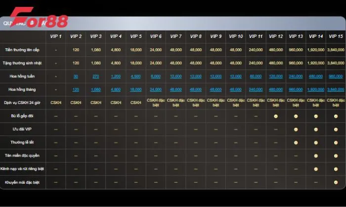 Điều kiện để nhận được quyền lợi tài khoản VIP For88