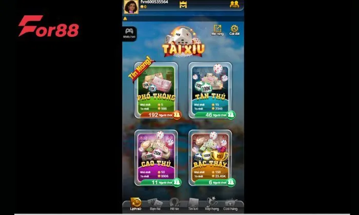 Tài Xỉu For88 Thiết kế game thân thiện