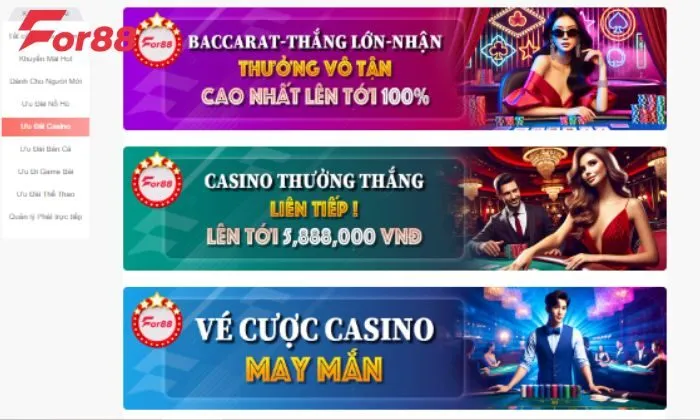 Kiểm tra các chương trình ưu đãi for88 casino tại website