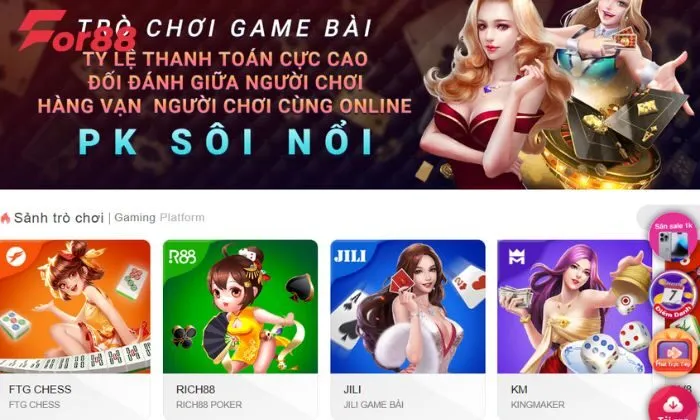 Ưu đãi For88 Game bài Ưu đãi For88 Game bài thu hút đông đảo người chơi tham gia