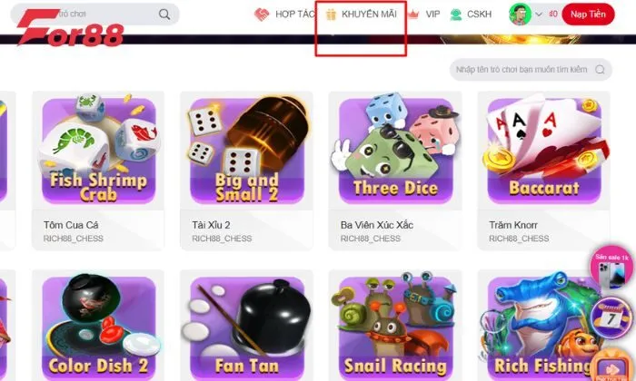 Ưu đãi For88 Game bài Hướng dẫn các bước tham gia nhận ưu đãi For88 Game bài