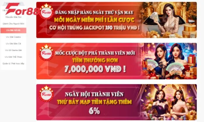 Tìm kiếm ưu đãi for88 nổ hũ trực tiếp trên website