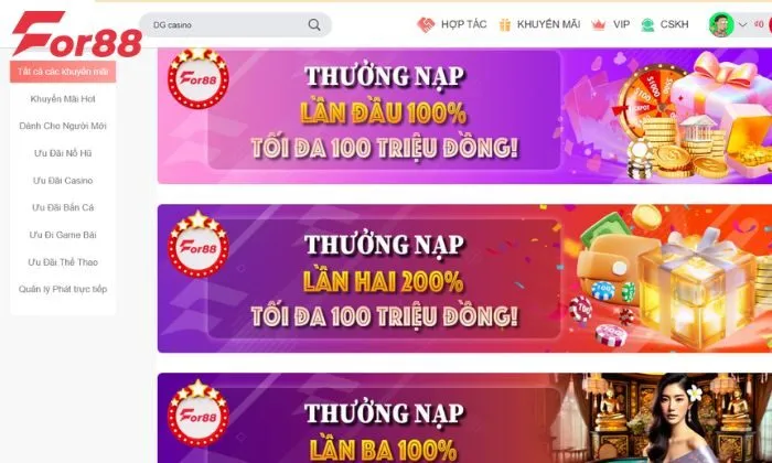 WM Casino For88 Các gói khuyến mãi hấp dẫn tại For88