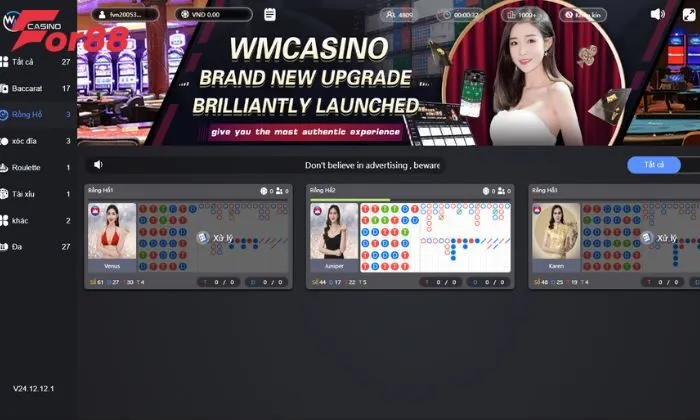 WM Casino For88 Phiên bản Dragon Tiger đầy hấp dẫn