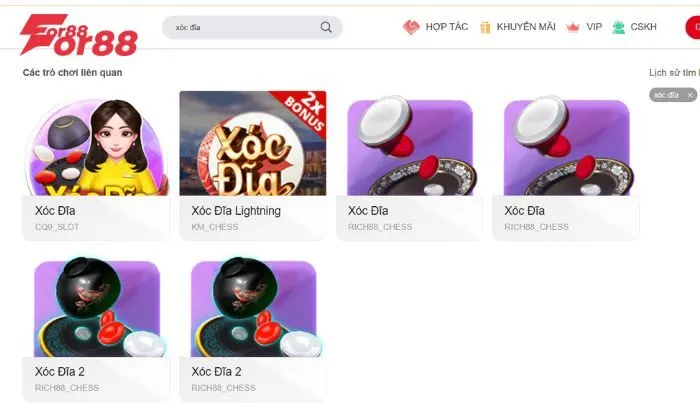 Xóc đĩa For88 Xóc đĩa For88 là phiên bản game hiện đại với kèo cược đa dạng